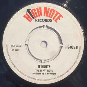 THE HIPPY BOYS, Reggae Pressure / It Hurts (High Note Records; HS-035, UK 1969, 4-Prong Centre) 7" /G+ - Image 2