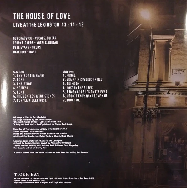 THE HOUSE OF LOVE, Live At The Lexington 13:11:13 (Tiger Bay; TB6546, Europe 2020 Reissue, Gatefold, 180g) LP VG+/VG+ - Image 2