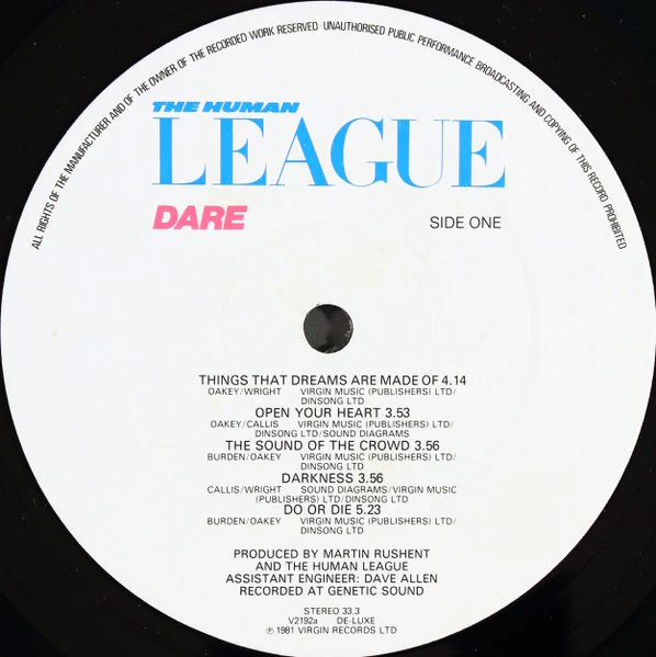 THE HUMAN LEAGUE, Dare (Virgin; V2192, UK 1981, Gatefold, Inner, CBS Pressing) LP VG/VG - Image 3