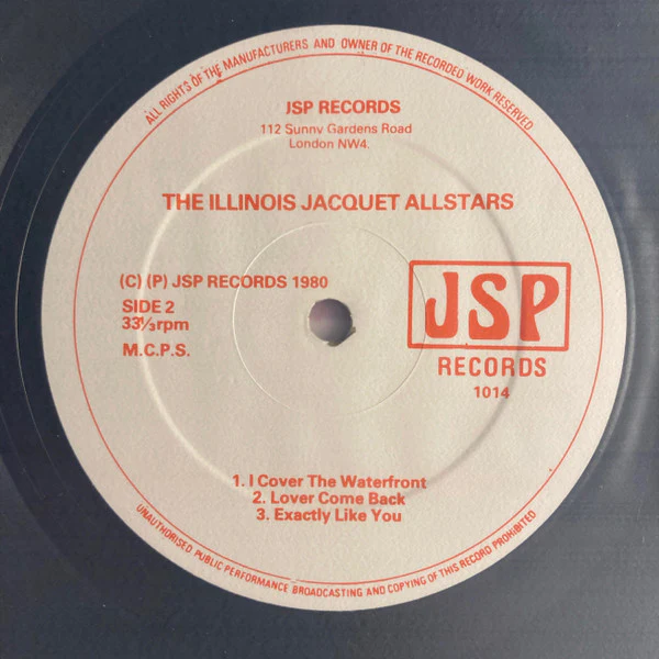 THE ILLINOIS JACQUET ALLSTARS, The Illinois Jacquet Allstars (JSP Records; 1014, UK 1980) LP VG/VG - Image 3