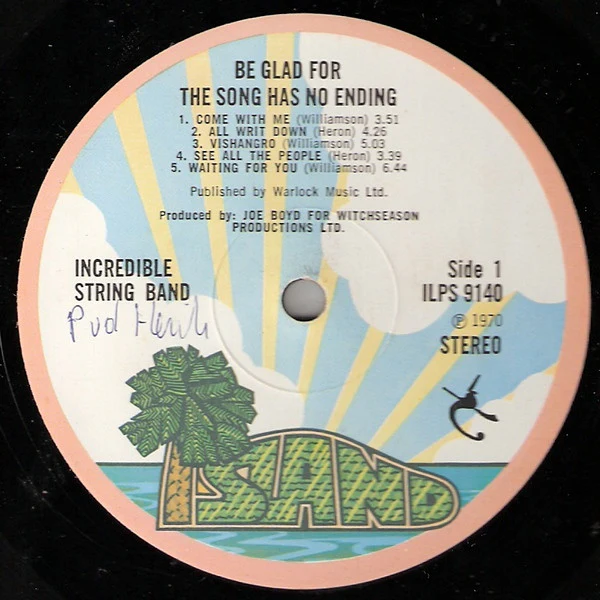 THE INCREDIBLE STRING BAND, Be Glad For the Song Has No Ending (Island Pink Rim; ILPS 9140, UK 1971) LP VG/VG+ - Image 3