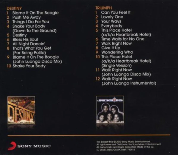 THE JACKSONS, Destiny / Triumph (Sony Music; 88697743812, Europe 2010, Jewel Case With O-Card) 2xCD VG/VG+ - Image 2