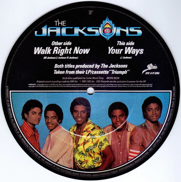 THE JACKSONS, Walk Right Now / Your Ways (Epic; EPC A 11 1294, UK 1981, Picture Disc) 7" /VG+ - Image 2