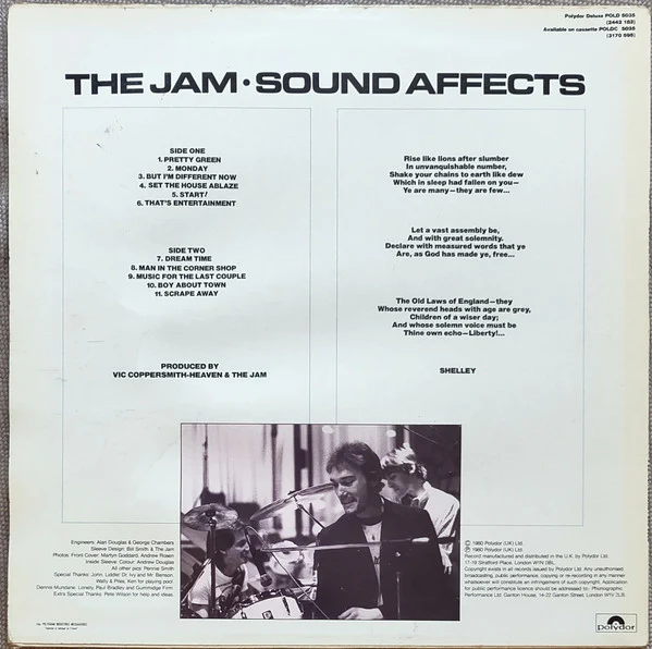 THE JAM, Sound Affects (Polydor Blue Labels; POLD 5035, UK 1980, Inner, French Pressing For The UK market, ARUN matrix) LP VG/VG+ - Image 2