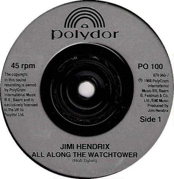 THE JIMI HENDRIX EXPERIENCE, All Along The Watchtower / Voodoo Chile / Hey Joe (Polydor; PO 100, UK 1990 Reissue, Hype Stickered Sleeve) 7" EP VG+/EX - Image 3