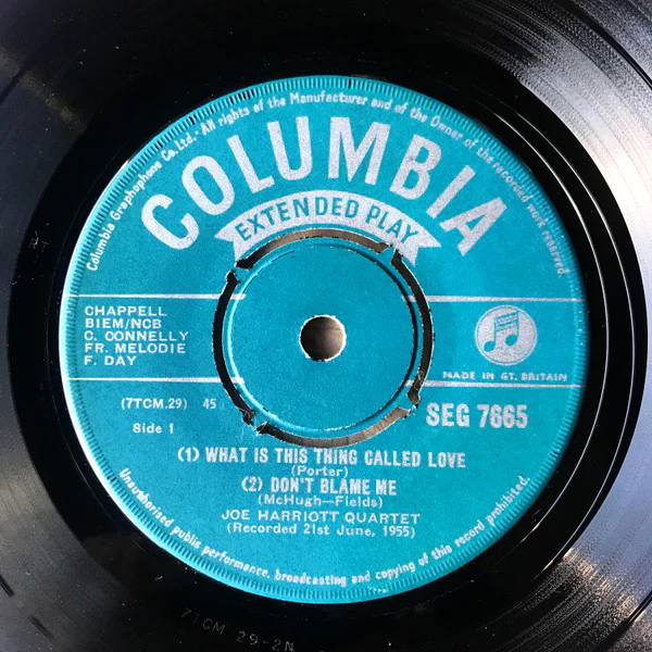 THE JOE HARRIOTT QUARTET, The Joe Harriott Quartet (Columbia; SEG7665, UK 1956, Laminated Flipback Sleeve, Mono) 7" EP VG/G - Image 3