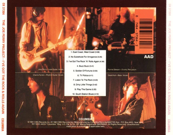 THE JOE PERRY PROJECT, I've Got The Rock 'N' Rolls Again (Columbia; CK 37364, US , Jewel Case) CD VG+/VG+ - Image 2