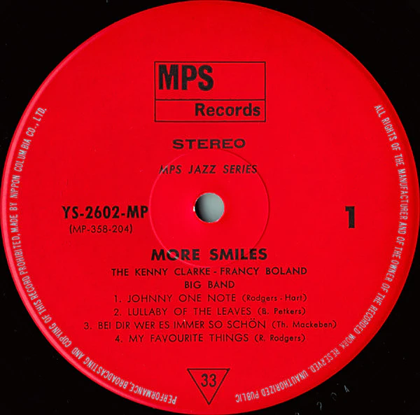THE KENNY CLARKE FRANCY BOLAND BIG BAND, More Smiles (MPS Records; YS-2602-MP, Japan 1972, Gatefold, Missing the OBI), SALE - Up to 50% Off the Original Price  LP VG+/VG+ - Image 3