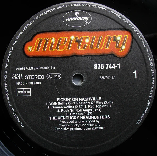 THE KENTUCKY HEADHUNTERS, Pickin' On Nashville (Mercury; 838 744-1, Netherlands 1989), SALE - Up to 50% Off the Original Price LP VG/VG+ - Image 3