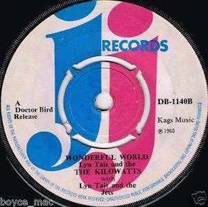 THE KILOWATTS, Wonderful World / Bring It On Home (JJ Records; DB-1140, UK 1968, Plain Sleeve, A Doctor Bird Release) 7" /G+ - Image 2