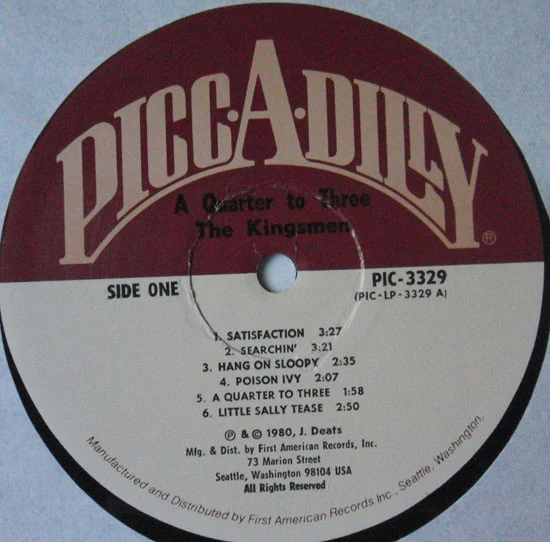 THE KINGSMEN, A Quarter To Three (Picc-A-Dilly; PIC-3329, US 1980), SALE - Up to 50% Off the Original Price LP VG/G+ - Image 2