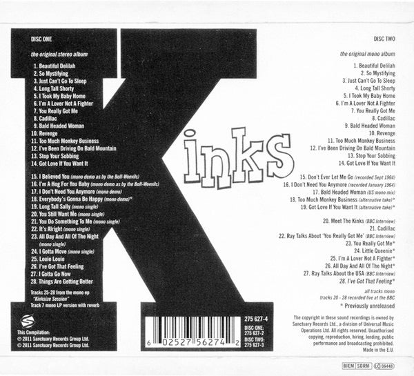 THE KINKS, Kinks (Sanctuary; 275 627-4, UK & Europe 2014, Digipak, Deluxe Edition ) 2xCD VG+/VG+ - Image 2