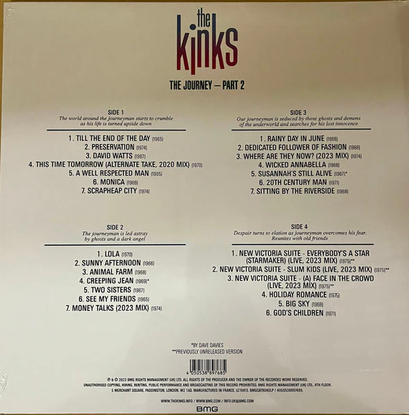 THE KINKS, The Journey - Part 2 (BMG; BMGCAT804DLP, Worldwide 2023, Gatefold, Insert) 2xLP NEW/NEW - Image 2