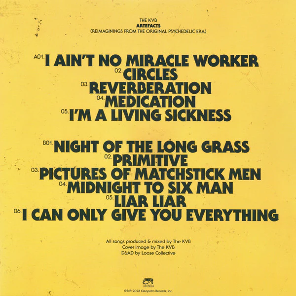 THE KVB, Artefacts (Reimaginings From The Original Psychedelic Era) (Cleopatra; CLO3898LP-BYH, US 2023, Inner, Blue/Yellow Haze vinyl) LP VG+/VG+ - Image 2