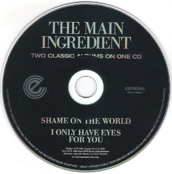 THE MAIN INGREDIENT, Shame On The World / I Only Have Eyes For You (Expansion; EXP2CD01, UK 2009 Reissue, Jewel Case) CD VG+/VG+ - Image 3