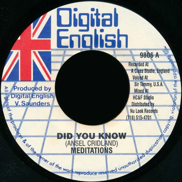 THE MEDITATIONS, Did You Know (Digital English; 9806, UK 1996), SALE - Up to 50% Off the Original Price 7" /VG+