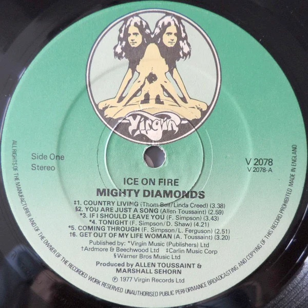 THE MIGHTY DIAMONDS, Ice on Fire (Virgin; V2078, UK 1977, Inner) LP VG/EX - Image 3