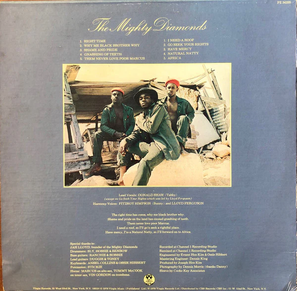 THE MIGHTY DIAMONDS, Right Time (Virgin; AL 34235, US 1976, Inner) LP G/VG - Image 2