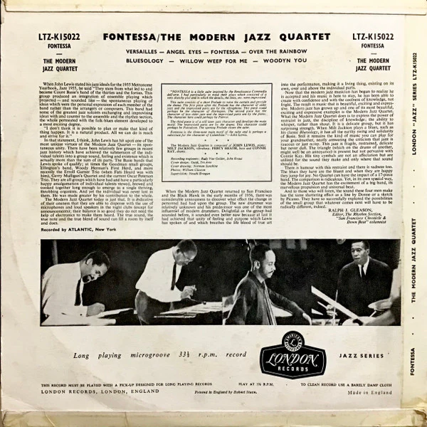 THE MODERN JAZZ QUARTET, Fontessa (London Records; LTZ-K15022, UK , Laminated Front Sleeve) LP VG/VG - Image 2
