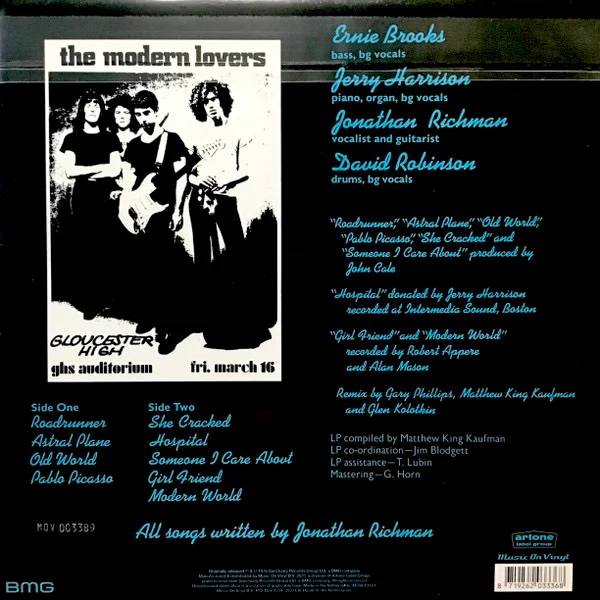 THE MODERN LOVERS, The Modern Lovers (BMG; MOVLP1681, Europe 2025 Reissue, Blue Marbled [Cool Blue] Vinyl, Numbered limited Edition of 4,000) LP NEW/NEW - Image 2