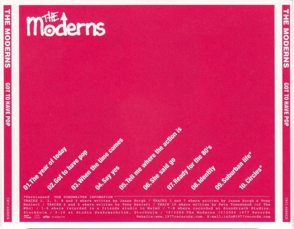 THE MODERNS, Got To Have Pop (1977 Records; 1977-A009CD, Japan 2004, Jewel Case) CD VG+/VG+ - Image 2