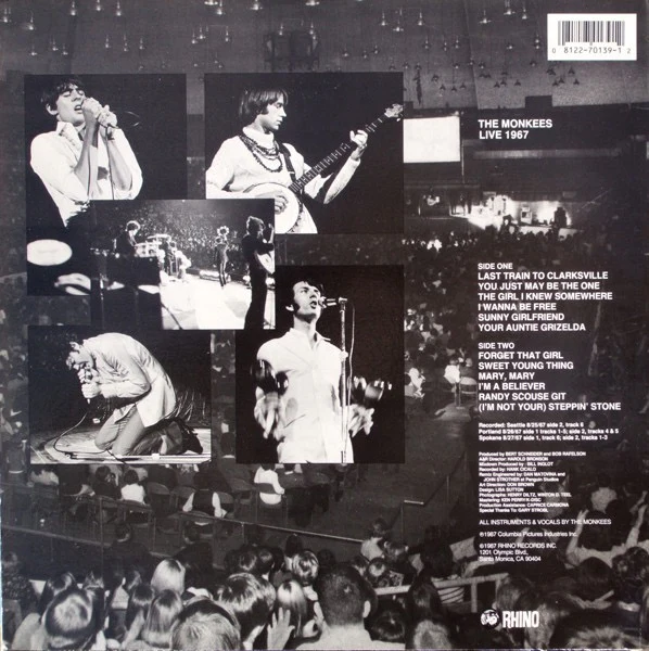 THE MONKEES, Live 1967 (Rhino Records; RNLP 70139, US 1987) LP VG/VG+ - Image 2