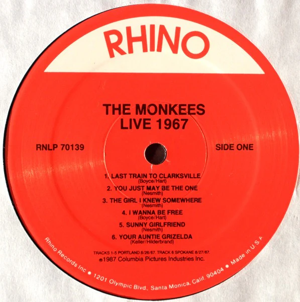 THE MONKEES, Live 1967 (Rhino Records; RNLP 70139, US 1987) LP VG/VG+ - Image 3