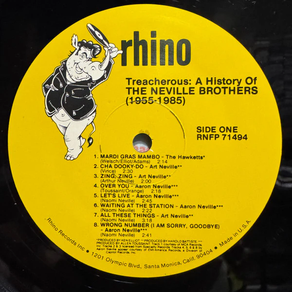 THE NEVILLE BROTHERS, Treacherous: A History Of The Neville Brothers (1955 -1985) (Rhino Records; RNFP71494, US 1986, Gatefold, Insert) 2xLP VG/EX - Image 3