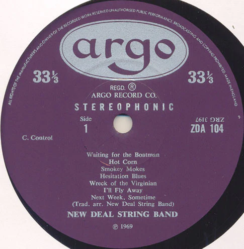 THE NEW DEAL STRING BAND, Down In The Willow (Argo; ZDA 104, UK 1969, Laminated Front Sleeve, Insert) LP VG+/VG - Image 3