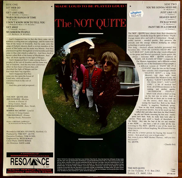 THE NOT QUITE, The Not Quite (Resonance; 33-8605, Germany 1986), SALE - Up to 50% Off the Original Price  LP VG/VG+ - Image 2