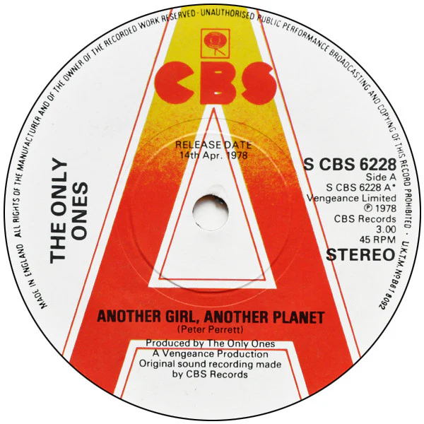THE ONLY ONES, Another Girl, Another Planet (CBS; 6228, UK 1978, Demo, Picture Sleeve) 7" VG+/VG+ - Image 3