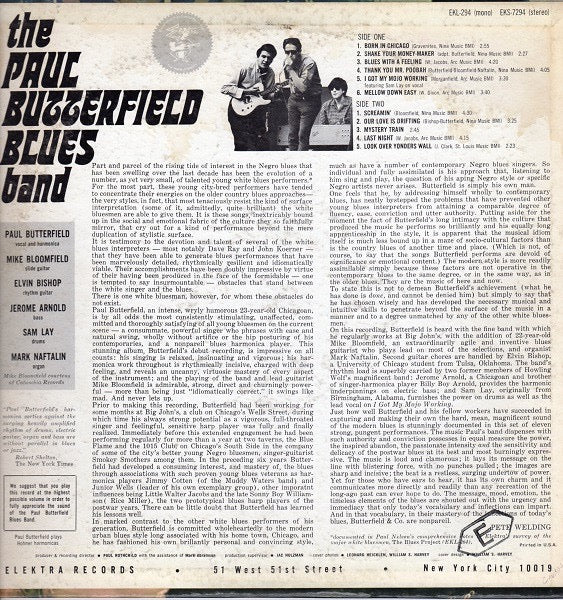 THE PAUL BUTTERFIELD BLUES BAND, The Paul Butterfield Blues Band (Elektra ; EKL 294, US 1965, Mono) LP VG/G+ - Image 2
