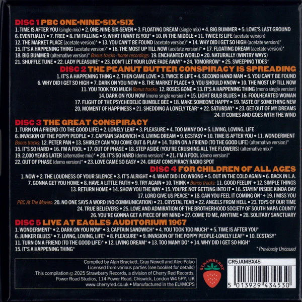 THE PEANUT BUTTER CONSPIRACY, The Most Up Till Now - A History 1966-1970 (Strawberry ; CR5JAMBX45, UK 2025, Box Set, Booklet) 5xCD VG+/VG+ - Image 2