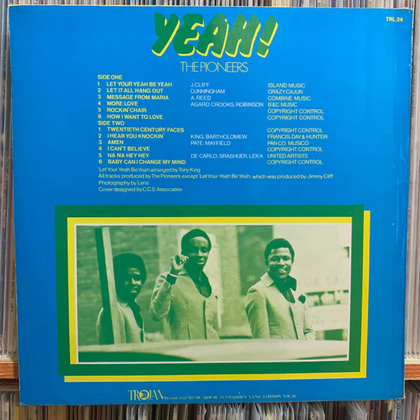 THE PIONEERS, Yeah! (Trojan Records; TRL 24, UK 1971, Laminated Front Sleeve) LP VG+/VG+ - Image 2