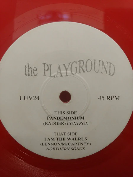 THE PLAYGROUND, Pandemonium (PolyEster Records; LUV24, Australia 1991, Picture Sleeve, Orange Vinyl. c/w "Tell You What I Want" Flexi-Disc From 1988) 7" VG+/VG+ - Image 3