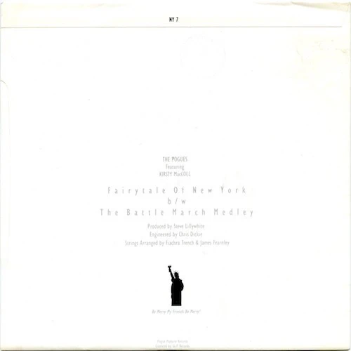 THE POGUES, Fairytale Of New York/ The Battle March Medley (Stiff; NY 7, UK 1987, Picture Sleeve, Silver Injection-Moulded Labels) 7" VG/VG - Image 2
