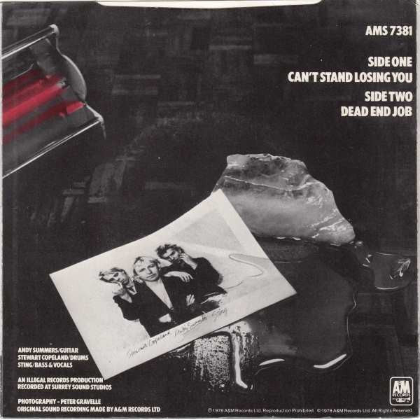 THE POLICE, Can't Stand Losing You  (AMS ; AMS 7381, UK 1979, Picture Sleeve, White Vinyl) 7" VG/VG+ - Image 2