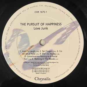 THE PURSUIT OF HAPPINESS, Love Junk (Chrysalis; CHR 1675, UK 1988), SALE - Up to 50% Off the Original Price LP VG+/EX - Image 3