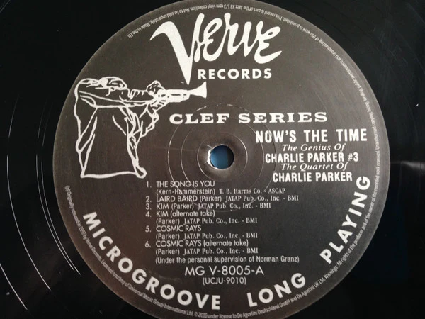 THE QUARTET OF CHARLIE PARKER, Now's The Time (Verve Records ; MGV-8005, UK 2016 Reissue, No Booklet, 180g) LP VG+/VG+ - Image 3