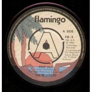 THE REGIMENT, Step Out / Burning World (Flamingo; FM-9, UK 1980, Promo, 4-Prong Centre) 7" /EX