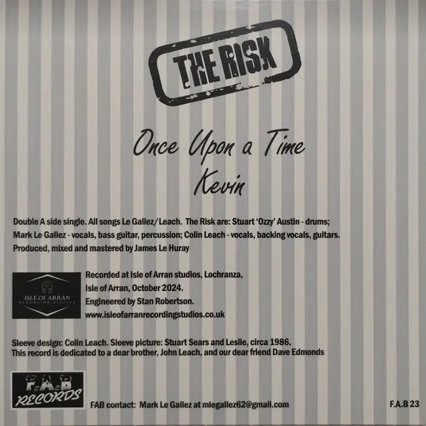 THE RISK, Once Upon A Time / Kevin (F.A.B. ; F.A.B 23, UK 2025, Picture Sleeve, Milky Clear Vinyl, Limited Edition of 125) 7" EX/EX - Image 2
