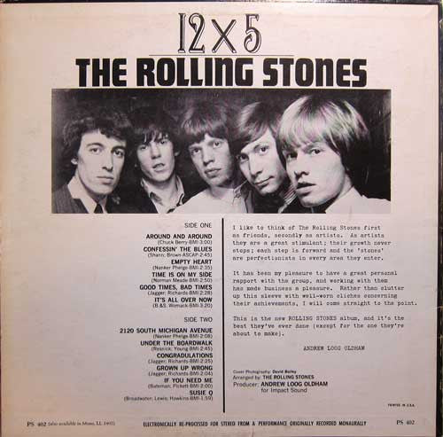 THE ROLLING STONES, 12 X 5 (London Records Boxed Blue Labels With Made In USA Under Cat No. ; PS 402, US 1966 Reissue, Pasteback Sleeve With White Stereo On Front, Stereo, Monarch Pressing) LP VG/VG - Image 2