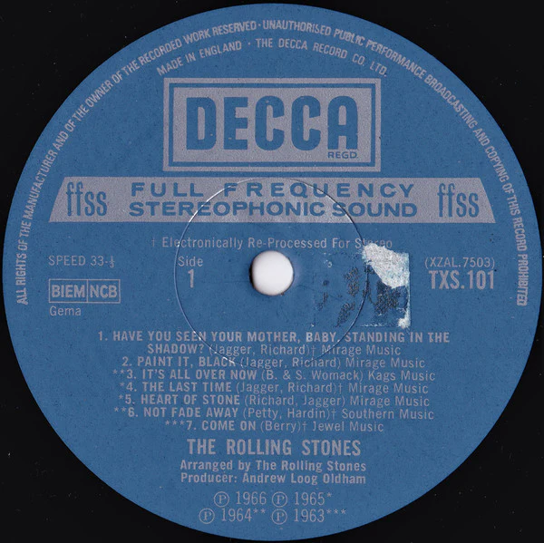 THE ROLLING STONES, Big Hits (High Tide And Green Grass) (Decca Blue-Grey Boxed Labels ; TXS101, UK 1970s Reissue, Laminated Gatefold Sleeve, Insert, Stereo, Pale Blue Sleeve Text, No Indica LP VG/VG - Image 3