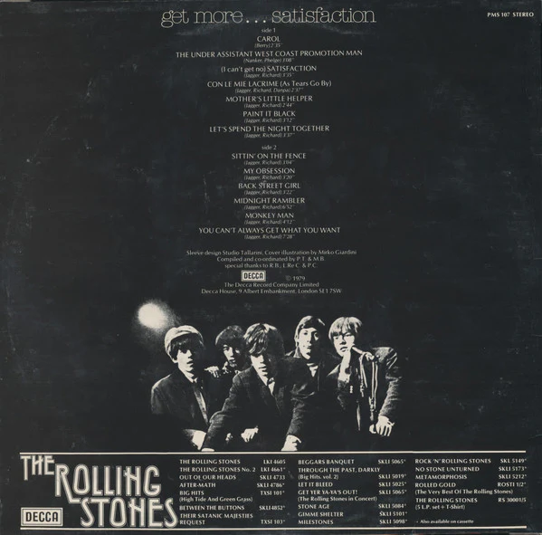 THE ROLLING STONES, Get More...Satisfaction (Decca; PMS 107, Italy 1979) LP G+/VG - Image 2