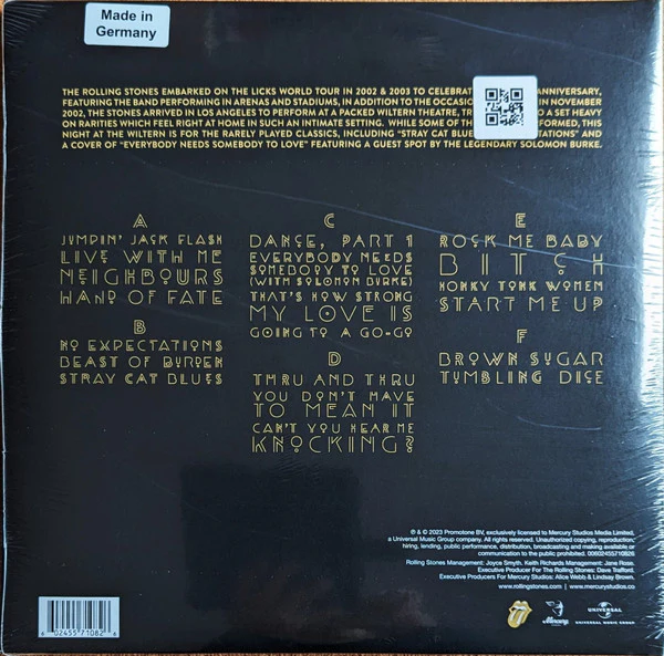 THE ROLLING STONES, Live At The Wiltern (Rolling Stones Records; 00602455710826, Worldwide 2024, Gatefold, 3 Inners, Bronze/Black Swirl Vinyl. Nov. 4, 2002 set from Los Angeles' Wiltern Thea LP VG+/VG+ - Image 2