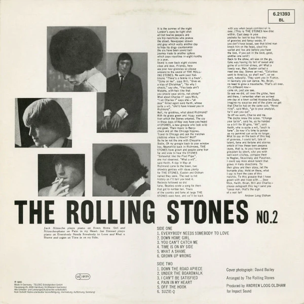 THE ROLLING STONES, No. 2 (Decca; 6.21393 BL, Germany 1970s Reissue, Inner), SALE - Up to 50% Off the Original Price  LP VG/G+ - Image 2