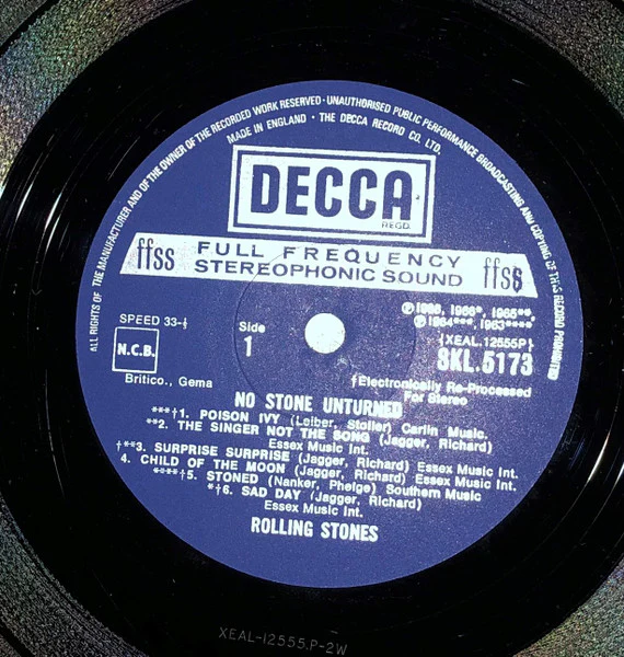 THE ROLLING STONES, No Stone Unturned (Decca Boxed Blue Labels; SKL.5173, UK 1973, Robert Stace Laminated Front Sleeve, Company Inner, Stereo, P-2W Runouts, 1963 Credit Precedes The Asterisk LP VG/G+ - Image 3