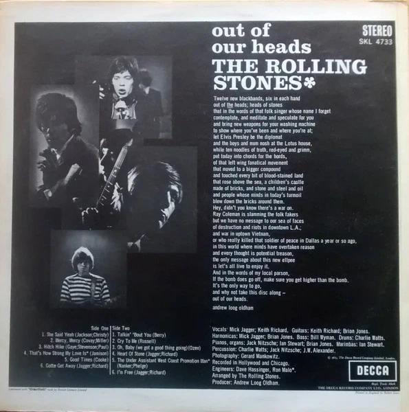 THE ROLLING STONES, Out of Our Heads (Decca Small Blue Boxed; SKL 4733, UK 1973 Reissue, Laminated Front Sleeve, Stereo.) LP VG/VG - Image 2