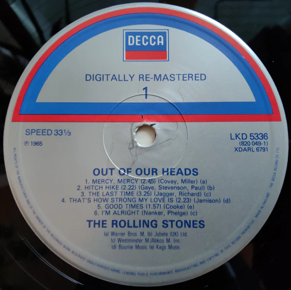 THE ROLLING STONES, Out Of Our Heads (Decca; LKD 5336, UK 1984 Reissue, Mono Remaster, 'Digitally Re-mastered' label, US Tracklist) LP VG/VG - Image 3