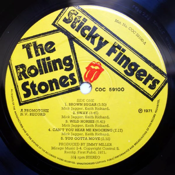 THE ROLLING STONES, Sticky Fingers (Rolling Stones Records ; COC 59100, UK 1971, Small Star Zip, Insert, With Promotone Record on label) LP VG/VG - Image 3